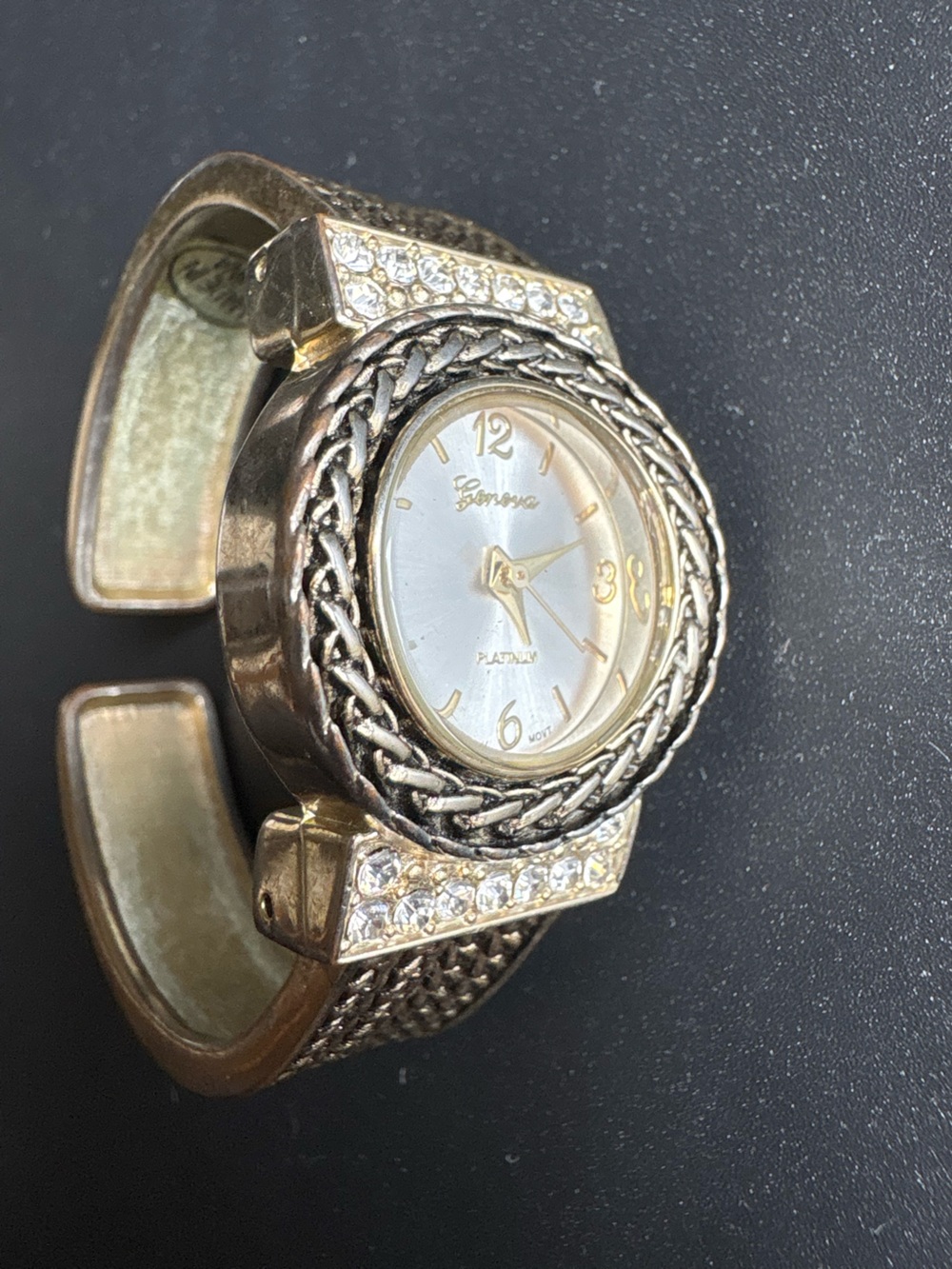 Geneva Gold-Tone Crystal Cuff Watch - Gold